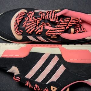 Adidas Women's Black and Coral Sneakers